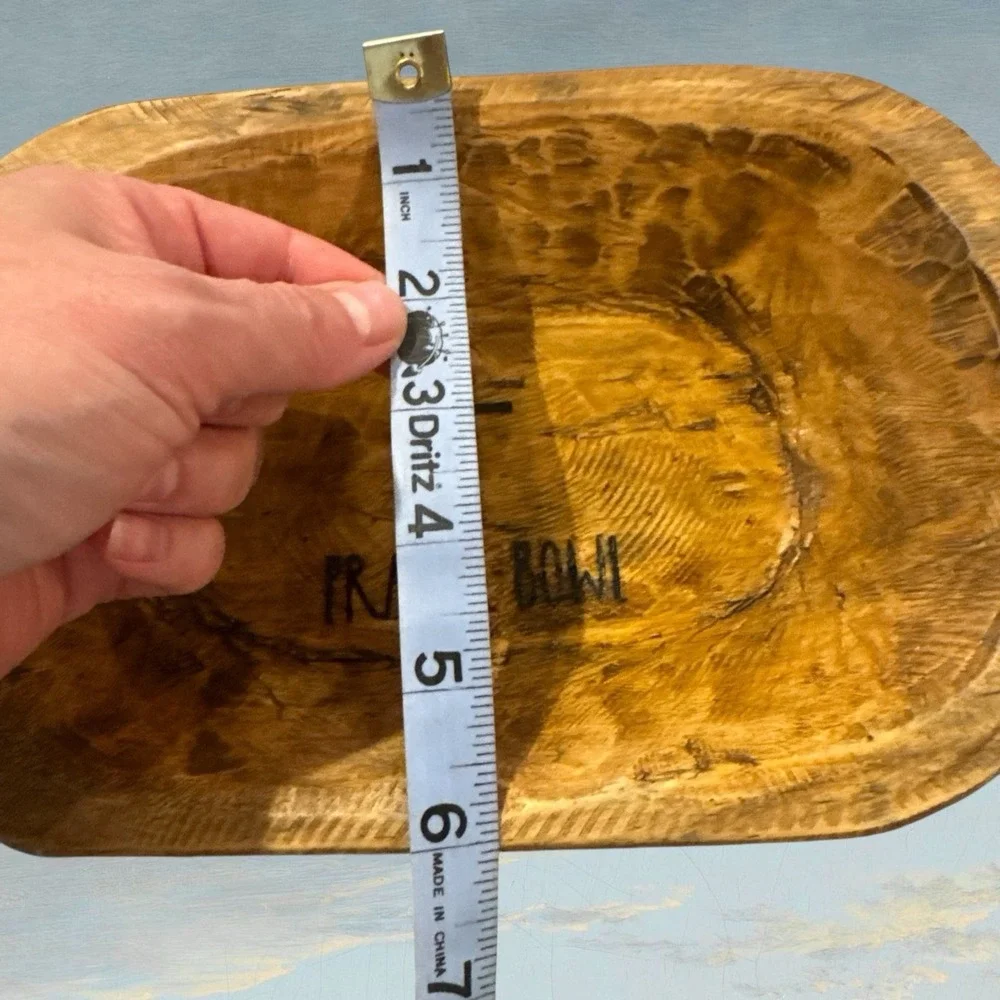 Solid Wood Small Dough Bowl Prayer Bowl 9.5